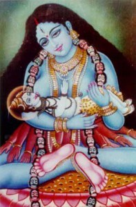 Kali Breast Feeding Shiva